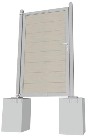 Gartenwelt Riegelsberger Universal Alu-Torrahmen Silber mit WPC-Füllung sand Zubehör für Gartenzaun Zaun WPC Steckzaun Sichtschutzzaun Garten Terrasse