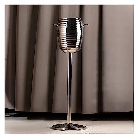 Cubo de Hielo Cubitera de champán con soporte, Cubitera de vino con soporte de acero inoxidable 5L Cubitera de hielo de pie for Party Bar Ktv Wedding Club BBQ Home (Plata) Enfriador de Botellas de Vin