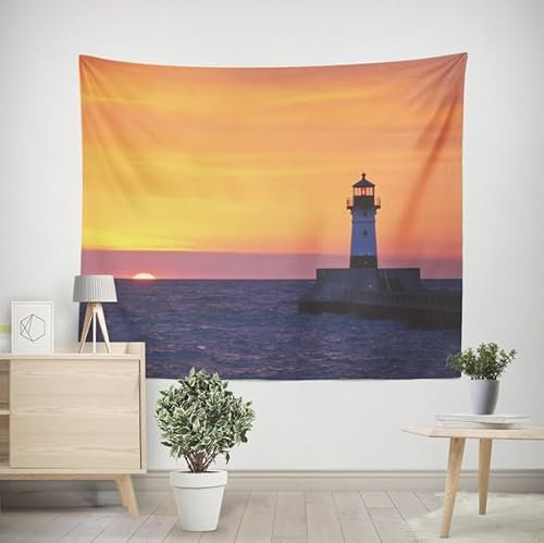 Tapisserie Murales Papier Peint Tableau Décoration Murale Salon Phare Tapisserie Panoramique Décoration Murale 3D Salon Décoration Murale pour Le Salon et la Chambre 150x130cm