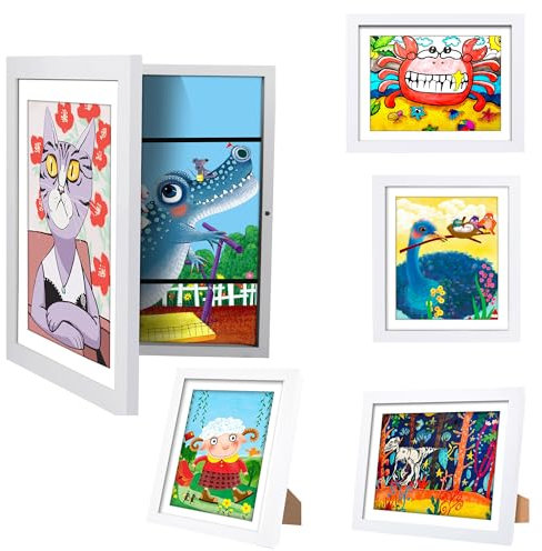 sixzerone Bilderrahmen Kinderzeichnungen, 2 Stück A4 Befüllba Kunstfotorahmen Kinder,25,4 x 32,8 cm Frontöffnung Kunstwerke, Ideal für, Kunstprojekte, Schule, Zuhause (Weiss)