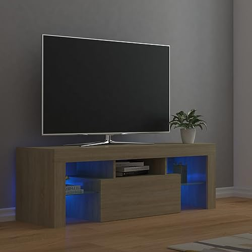 SECOLI TV Schrank led 120cm TV Lowboard mit LED TV Board LED Lowboard TV Schrank Fernsehschrank fernsehtisch tv Cabinet tv Bank TV möbel-Sonoma Eiche-120x35x40 cm