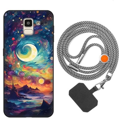 vingarshern Cover Compatibile con Samsung Galaxy J6 2018 Custodia in Silicone Sottile Cover Antiurto e Antigraffio Con Catena/Cordino per Cellulare,Modèle*06