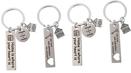 PACKOVE 4 Piezas Llavero De La Casa Llaveros Para Casa Nueva Llavero Metalico Colgante De Llave De Bolsa Llavero Mensaje Inspirador Colgante De Llave De Casa Pareja Acero Inoxidable