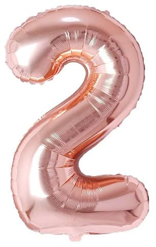 Vthoviwa 32 Zoll Luftballon Zahlen 2 Rosegolden, Luftballon 2. Geburtstag Foil Ballon, 0123456789,10-19,20-25,30,40,50,60,70,80,90, Folienballon 2 Party Dekoration