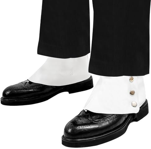 Gangster Spats für Herren Roaring 20's Gangster Spats Kostüm Zubehör 1920er Jahre Zubehör Gangster Spats Schuhe Überzüge, Weiss/opulenter Garten, Large