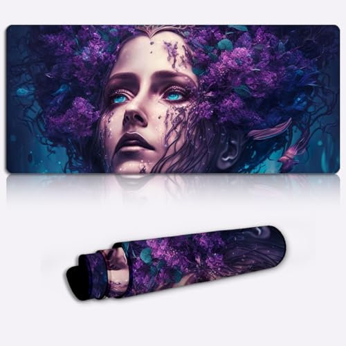 Keyboard Mouse Mat Desk Pad Underwater Princess XXL PC Desk Mat (90x40x0.3) cm Large Desk Mat Waterproof Desk Pad for Computer,Office,Keyboard and Laptop