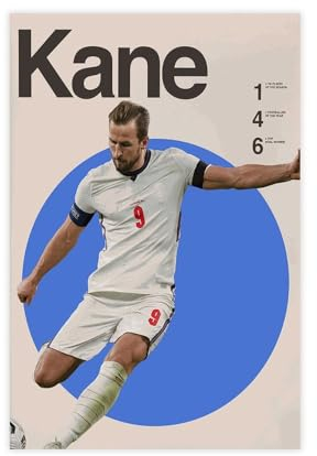 Poster mit Fußballstar-Motiv Harry Kane, 16 Stück, Leinwandposter, Wandkunst, Dekordruck, Bild, Gemälde für Wohnzimmer, Schlafzimmer, Dekoration, ungerahmt: 50 x 75 cm
