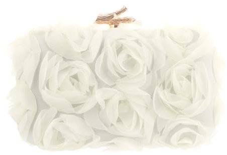 EVEOUT Pochette con Fiori a Rete Donna Borsa da Sposa Elegante Clutch con Tracolla Borsa da Sera a Fiori per Matrimonio Festa