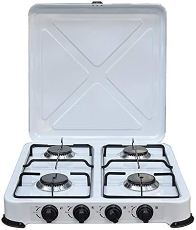 Fornello da Campeggio a Gas 2-3-4 Fuochi - Struttura in Acciaio Verniciato, Griglia Smaltata, Con Coperchio. (4 Fuochi)