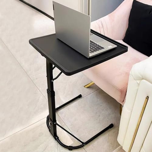 HUOLE Table d’Appoint Fine avec Multiprise, Table de Chevet, Bout de Canapé, pour Petits Espaces, Porte-Magazines, Salon, Chambre, Bureau-43 * 43 * 69 cm (Noir)