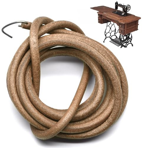 Cinghia per Macchina da Cucire, Cinghia di Ricambio per Macchina da Cucire, Cinghia di Trasmissione in Pelle per Macchine da Cucire con Gancio, 183 x 0,58 cm, 2 Pezzi