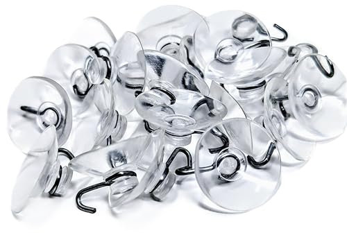 YLAB 24 Strong Suction Cup Hooks – 2cm | Transparent, Reusable Hooks for Glass Windows, Bathroom Mirrors, Tiles & Doors | No Drilling, Easy Installation, Residue-Free Removal