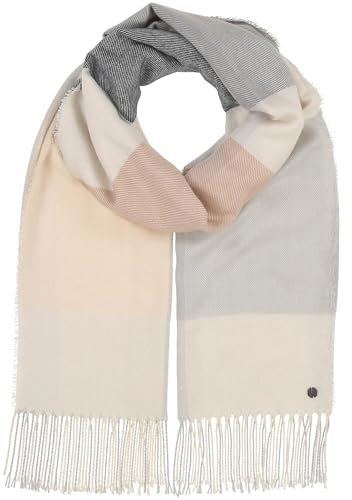 FRAAS Damen Stola kariert - 60 x 210 cm - leichter Schal mit Fransen - Polyester Morning Grey