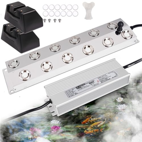 MUALROUS Mist Maker 12 Head Ultrasonic Fogger 8.5L/H Ultrasonic Mister Fogger, Pond Fogger with 400W Power Supply, Buoy, and Replacement Discs for Halloween, Pond, Garden, Fish Tank, Greenhouse
