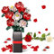 Set de Construcción de Ramos de Flores con Jarrón, 841 PCS Ramo de Flores Sets de Construcción, Rosas Set de Flores Artificiales Rojas, Regalo San Valentín/Cumpleaños/Día de la Madre