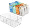 Zythrem Fridge Organisers 2 Pack Fridge Storage Organiser Bins Stackable Storage Container with Removable Divider for Kitchen and Refrigerator Cupboard Practical Can Clear Plastic Drawer Organization