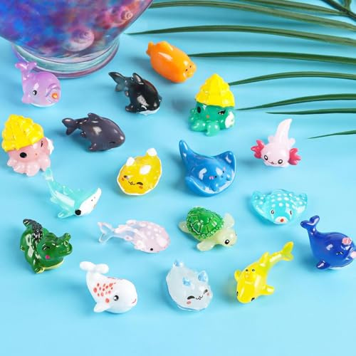 36 Stück Mini Meereslebewesen Figuren, Harz Ozean Tiere Dekoration, Miniatur Meerestiere Set für DIY Aquarium, Gartenparty, Gastgeschenk, Ornament für Miniaturlandschaft