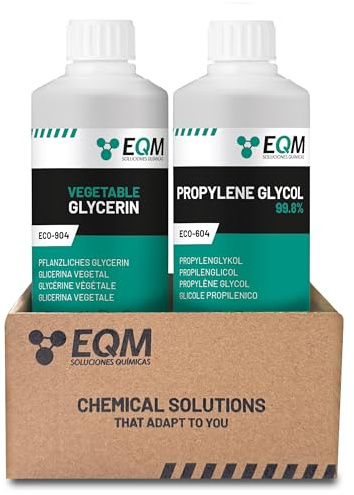 EQM - ECO-905 - Glycerin + Propylenglykol 2x500ML - Pharmaqualität 99,5%+ | Hohe Reinheit - Pflanzliches Glycerin - Für Cremes, Lotionen, Gele & Balsame