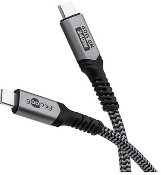 goobay USB 4 Kabel/USB-C Schnellladekabel 240 Watt 40 Gbits Datentransfer für 8K HD Display/USB C Ladekabel Handy/Typ-C Highspeed Kabel für Laptops & Hub/Docking-Station / 1,8m / 74213