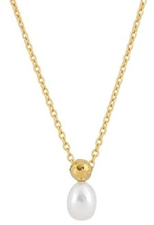 Dsnyu Pendant Necklace Pearl, Long Gold Necklace Perfume Bottles Round Shape 925 Sterling Silver Jewelry for Women