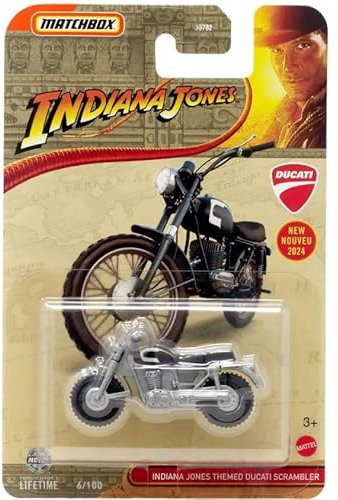 Matchbox Indiana Jones Ducati Scrambler 6/100, motocicletta pressofusa