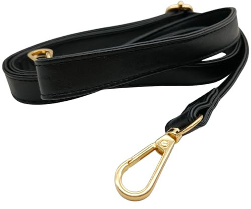 PU Lederriemen für Tasche Schwarz, Verstellbarer Damen Taschengurte mit Karabiner Gold, 80-125 cm Tragegurt Tasche für Damen, Crossbody Gurt, 2.5cm, 1707