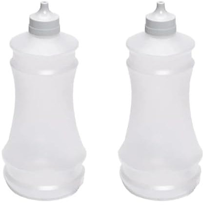 CateringBase Vinegar Dispenser Squeezable Bottles, 375ml, White, Set of 2, Traditional Fish and Chip Shop Style