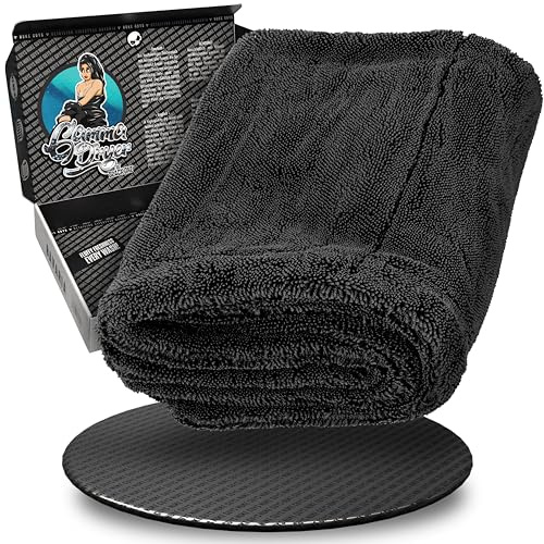 Nuke Guys Auto Trockentuch extrem saugstark & lackschonend | Gamma Dryer XXL 50x80cm Schwarz | 1400 GSM Mikrofaser Tuch zum effizienten Trocknen nach der Autowäsche | Mikrofasertuch