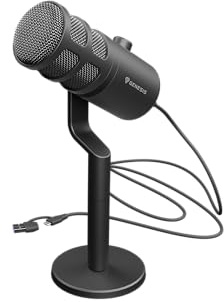 Genesis Radium 350D - Micrófono dinámico USB cardioide 24 bits/192 kHz, USB-C con Adaptador USB-A, botón silencioso, regulador de Ganancia, Carcasa metálica, trípode de Mesa, Podcast, Streaming
