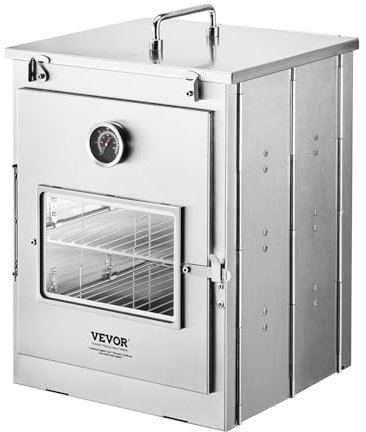 VEVOR Horno plegable para camping, estufa portátil de acero inoxidable, con parrilla de 3 niveles, mango y termómetro, uso con fuego de leña, estufas de propano, para hornear pan, pizza, cocina al