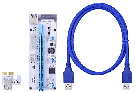 ZEDEVB 100 Stück LED VER008S PCI-E Riser-Karte PCIE 1X auf 16X Extender 60CM 100CM USB 3.0 Kabel 4Pin 6Pin SATA Power für GPU Miner (1M)