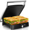 YASHE Sandwichera Eléctrica 2000W – Grill Panini y Parrilla Eléctrica Interior para Bocadillos, Carnes y Verduras – Placas Antiadherentes Grandes – Apertura 180° – Temperatura Automática – Fácil Limpi