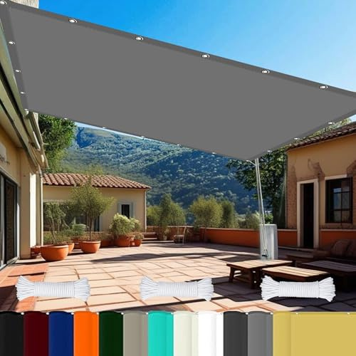 Premium Wasserdichter Ersatzbezug für Sonnenschirm, 3,5 x 3,8 m, UV-Schutz, HDPE, Schattennetz mit Ösen, ideal für Picknick-Hängematten, Hellgrau