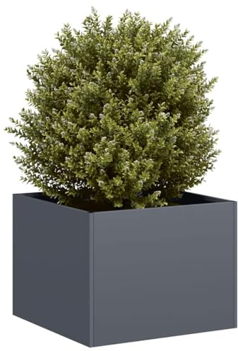 QJBSAVVA Pflanzgefäß Anthrazit 40x40x30 cm aus kaltgewalztem Stahl Hochbeet mit offenem Boden für Garten Balkon und Terrasse Modernes Design & Stabile Konstruktion