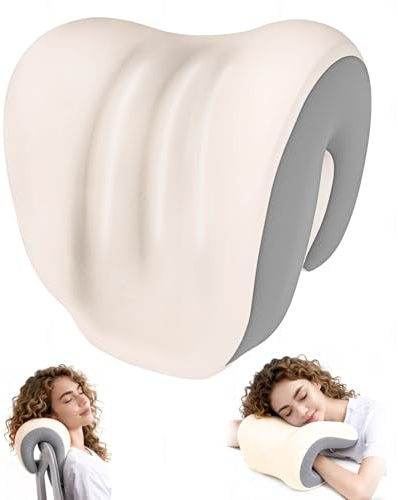 PYserne Nackenstütze für Sessel, Bürostuhl Kopfstütze Nackenkissen Elastisches Memory Foam Schulterstützkissen für Schreibtischstühle Drehstuhl Outdoor Reisen Cremefarben