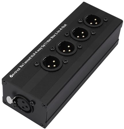 Devinal 1-in-4-OUT XLR-Audio-Splitterbox; XLR 1 Buchse auf 4 Stecker symmetrischer Konverter; 4-Wege-Stereo-Audiokabel