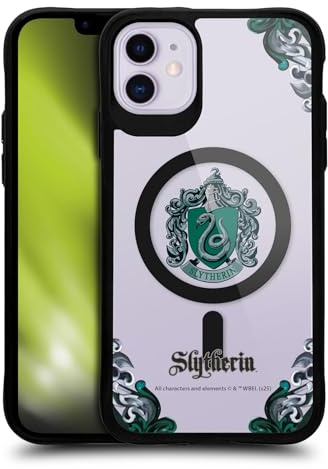 Head Case Designs Offizielle Harry Potter Slytherin Häuser Black Shockproof Bumper Case [Military Grade Protection] Compatible with Apple iPhone 11 and Compatible with MagSafe