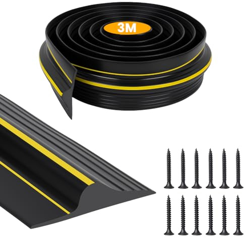 NUTKIT Joint Porte Garage 3 M, Joint Caoutchouc Porte de Garage | Seuil d'étanchéité Universel pour Bas de Porte de Garage, DIY, Seuil de Porte de Garage étanche avec 12 Vis(3m×80mm×14mm)