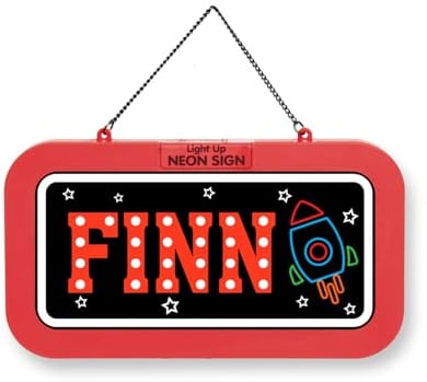 LED Leuchtschild Neonschild mit Namen, Leuchtende Wanddekoration mit Batterie, 18,7x10,3x1,6cm - Finn