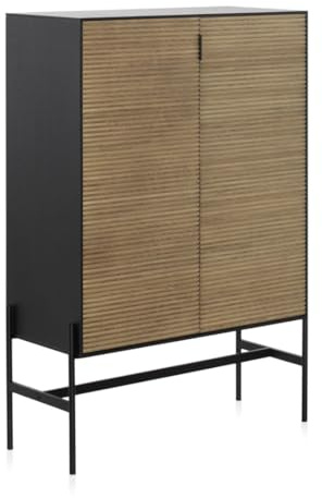 GEESEHOME Vitrine aus Eschenholz, schwarz, mit Türen in Natur