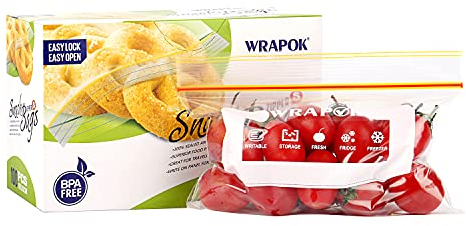 Snack Bag Zipper Sacs de rangement pour aliments Petit - 6,3 x 4 pouces (100 pièces) Micro-onde Congélateur Coffre-fort