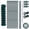 Maschendrahtzaun-Gartenzaun-Set verzinkt und grün beschichtet Maschenweite 6 x 6 cm, Zaunset, Drahtzaun, Maschendraht, Komplettset, Zaun-Set (1,25 x 25 m)