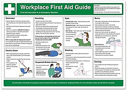 V Safety Workplace First Aid Guidance Poster - A2 (594 x 420 mm) Safety Sign