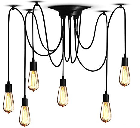 Cocoarm Deckenlampe Spinne Kronleuchter DIY Spider Lampe Hängende Lampen Retro Ceiling Light Vintage Pendelleuchte Hängeleuchte Deckenbeleuchtung Speisesaal Schlafzimmer Hotel Dekoration (6 Kopf)