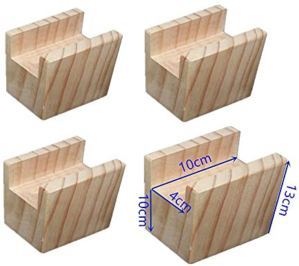 Möbelerhöher Betterhöhung Tischerhöher Elefantenfuß Bed Riser aus Holz 4 Stück (Länge 10cm Rillenbreite 4.0cm 10cm erhöhen)