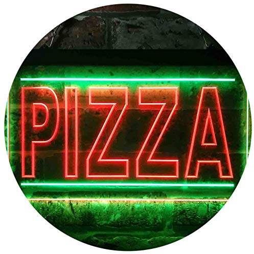 Pizza Shop Illuminated Dual Color LED Enseigne Lumineuse Neon Sign Vert et rouge 600 x 400mm st6s64-i0635-gr
