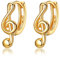 VIKI LYNN Femme Boucles d'oreilles Créoles Forme Clé de Sol Note de Musique en Argent Fin 925 avec Zircon Cubique, Diamètre 16mm, Couleur Or