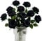 Kisflower 12Pcs Rosen Künstliche Blumen Realistische Einzelstielblumen Seidenrosenstrauß für Hochzeitsfeier Büro Home Decor (Schwarz)