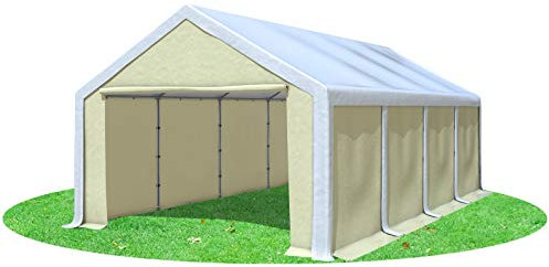 Stabilezelte Partyzelt 4x8m Modular Professional PVC 500 g/m² ohne Fenster Weiss BEIGE