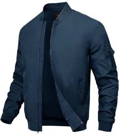 donhobo Herren Bomberjacke Leichte Windbreaker Übergangsjacke Blouson Jacke | Frühling Herbst Fliegerjacke Atmungsaktive Outdoorjacke Wasserabweisende Pilotenjacke Dünne Windjacke Freizeitjacke